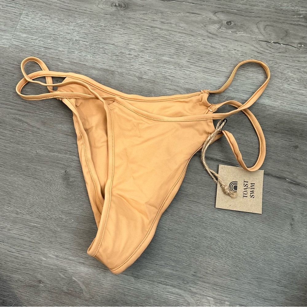 Nwt toast swim‎ doe tan brown Bikini Bottom open side small women’s